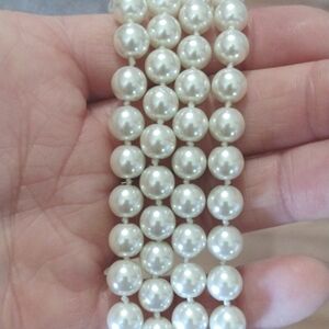 CHAPS FAUX WHITE PEARL LONG HEAVY 36" NECKLACE